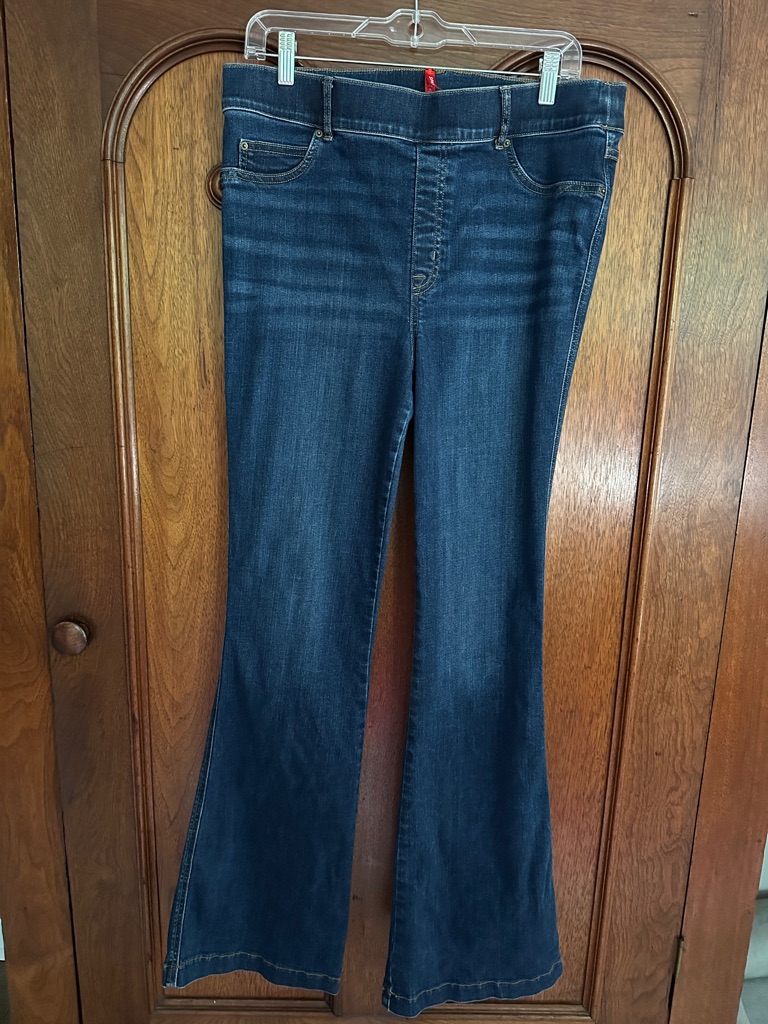 Spanx Dark Indigo Womens Flare Jeans  Classic Stretch Denim